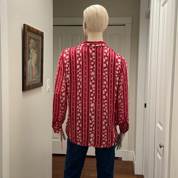 Diane Von Furstenberg Women’s Red/White Vintage Silk Blouse Size XS - Picture 3 of 6